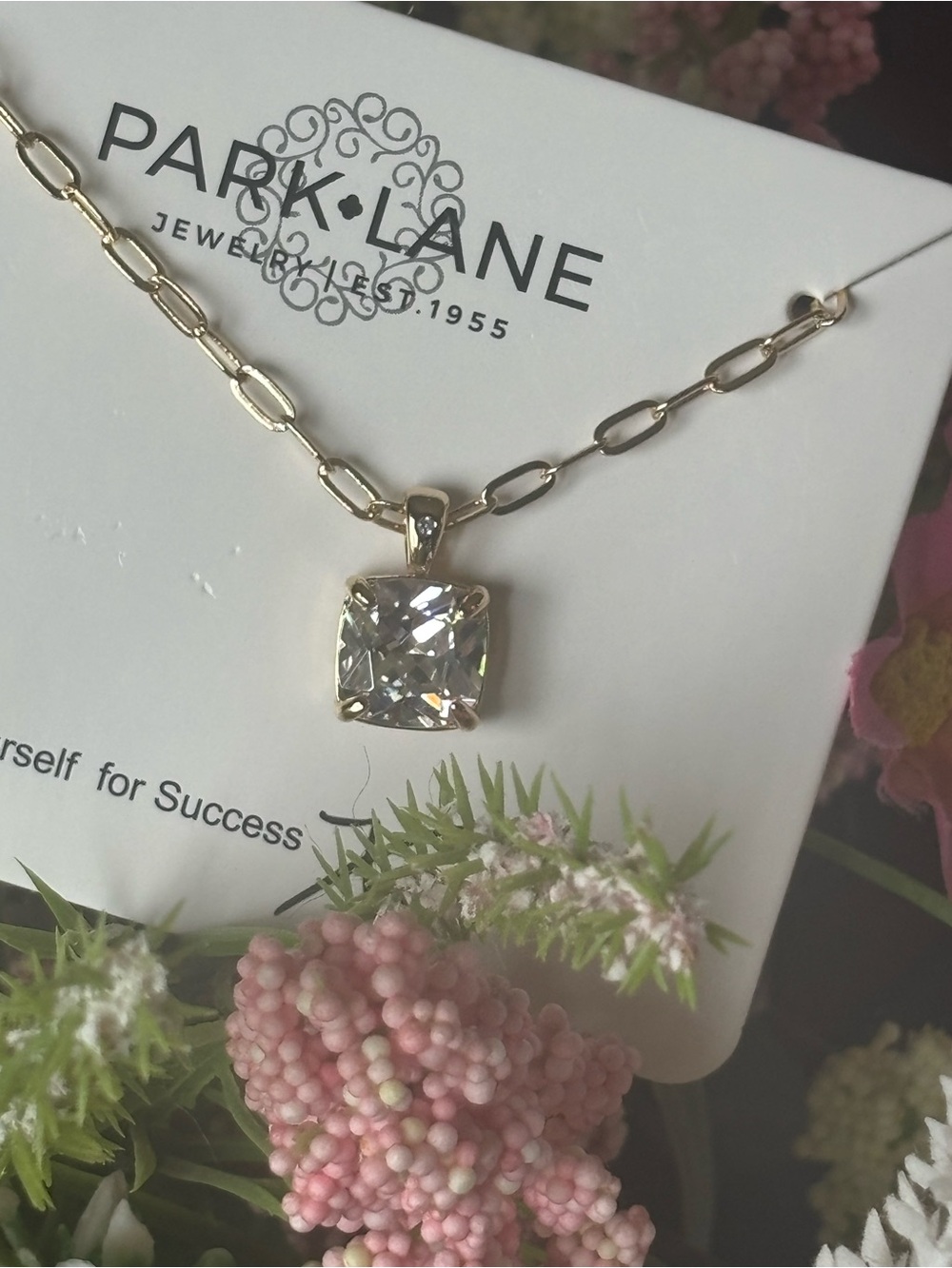 Park Lane Veil Gold-Tone Necklace with Clear Cushion Pendant - Picture 3 of 9